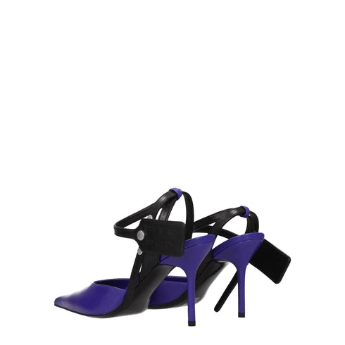 Off-White Purple Leather High Heels Pointed Pumps for Women