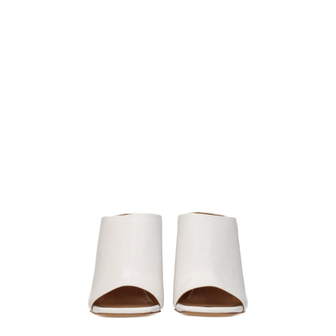 Off-White White Leather Platform Heels – Sculptural Mules - Women’s