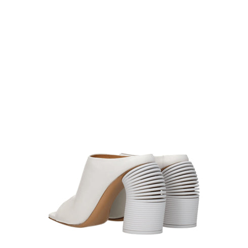 Off-White White Leather Platform Heels – Sculptural Mules - Women’s