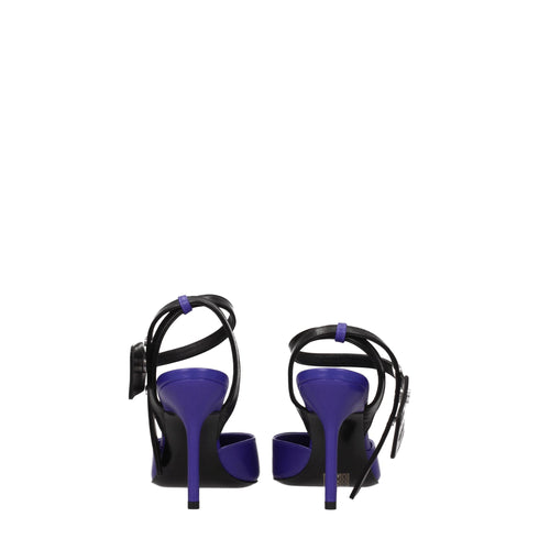 Off-White Purple Leather High Heels Pointed Pumps for Women