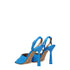 Off-White Blue Satin Open Toe Stiletto Heels Sandals for Women
