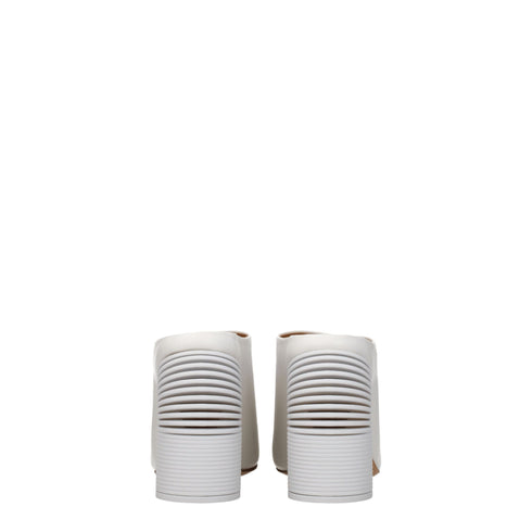 Off-White White Leather Platform Heels – Sculptural Mules - Women’s