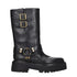Celine Harness Mid-Calf Boots in Black Leather with Gold Buckles – Women's