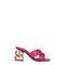 Dolce & Gabbana Pink Crocodile-Print Leather Heeled Sandals – Women’s Mid Heels