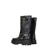 Celine Harness Mid-Calf Boots in Black Leather with Gold Buckles – Women's