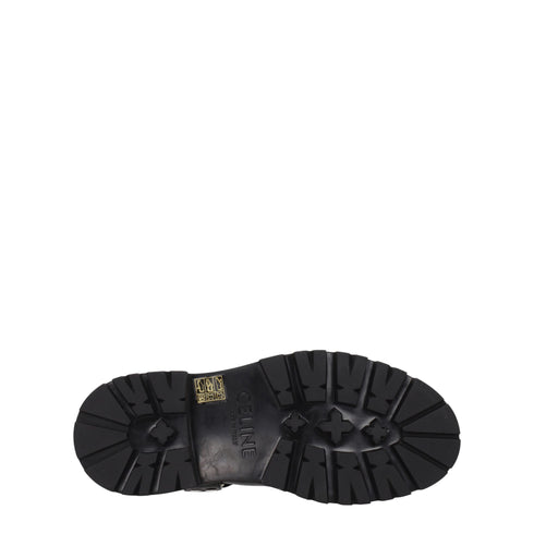 Celine Harness Mid-Calf Boots in Black Leather with Gold Buckles – Women's