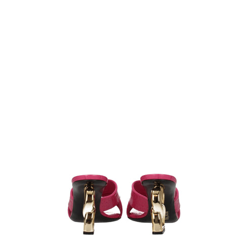 Dolce & Gabbana Pink Crocodile-Print Leather Heeled Sandals – Women’s Mid Heels