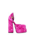 Versace Pink Velvet Platform Sandals with Medusa Charm and Rhinestone Detail - Women’s
