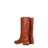 Celine Mid Calf Boots in Brown Leather with Round Toe and Vintage Finish - Women’s Casual Cognac Heel Boots