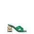 Dolce & Gabbana Green Crocodile-Print Leather Heeled Sandals – Women’s Mid Heels