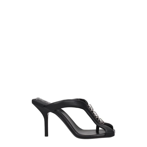 Givenchy Black Leather Stiletto Heels Sandals with Silver Detail – Women’s