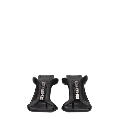 Givenchy Black Leather Stiletto Heels Sandals with Silver Detail – Women’s