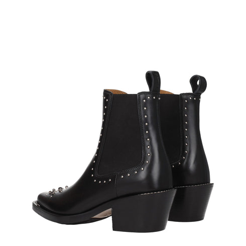 Chloé Black Leather Studded Ankle Boots with Stones – Women’s