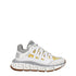 Versace White and Grey Fabric Athletic Sneakers Shoes with Logo Print for Women