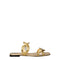 Valentino Garavani Gold Leather Flat Slippers Sandals with Logo Detail for Women