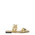 Valentino Garavani Gold Leather Flat Slippers Sandals with Logo Detail for Women