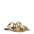 Valentino Garavani Gold Leather Flat Slippers Sandals with Logo Detail for Women