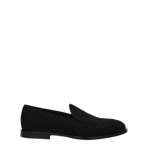 Dolce & Gabbana Black Velvet Slip-On Loafers