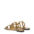 Valentino Garavani Gold Leather Flat Slippers Sandals with Logo Detail for Women