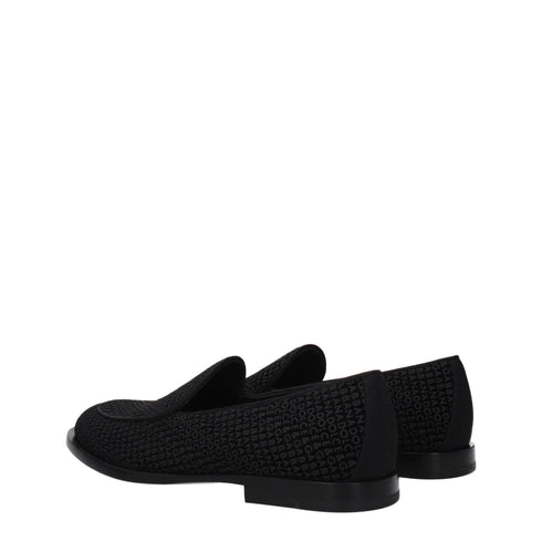 Dolce & Gabbana Black Velvet Slip-On Loafers