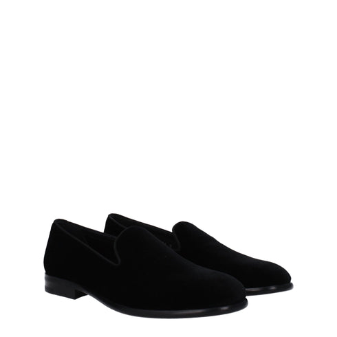 Dolce & Gabbana Black Velvet Slip-On Loafers