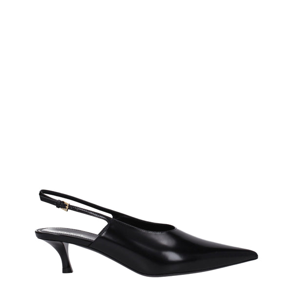 Givenchy Women's Black Leather Slingback Mid Heels Pumps