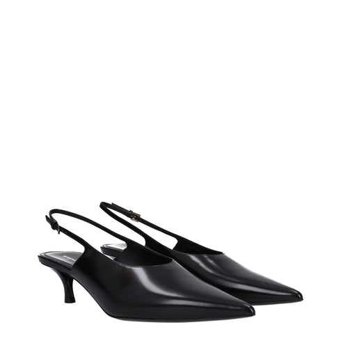 Givenchy Women's Black Leather Slingback Mid Heels Pumps