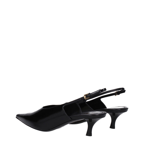 Givenchy Women's Black Leather Slingback Mid Heels Pumps