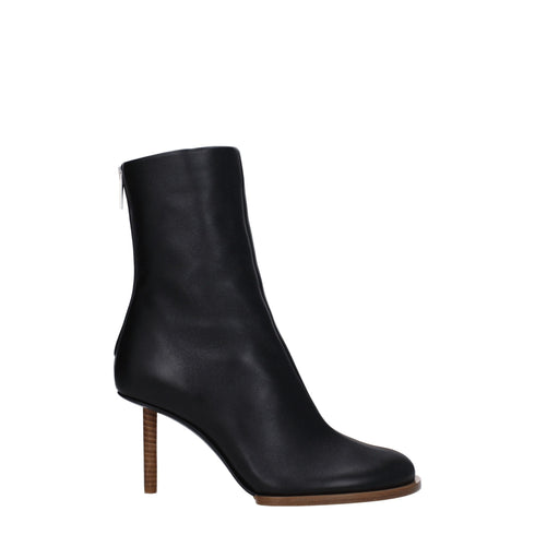 Jacquemus Women's Ankle Boots – Black Leather High Heel Square Toe