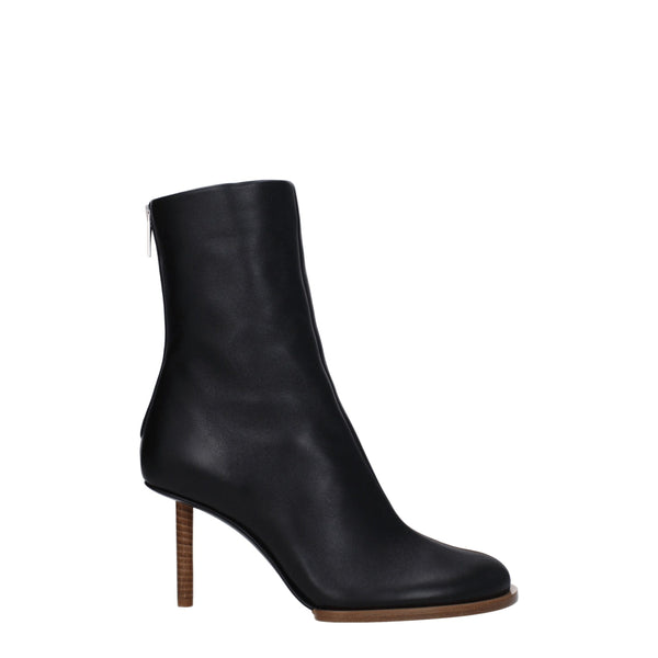 Jacquemus Women's Ankle Boots – Black Leather High Heel Square Toe