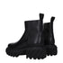 Off-White Black Leather Ankle Boots – Women’s Round Toe Chunky Mid Heel