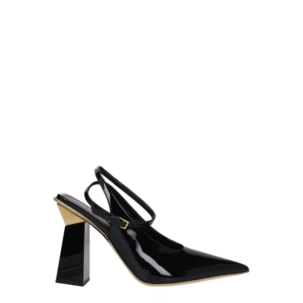 Valentino Garavani Slingback Heeled Sandals in Black Patent Leather - Pointed Toe High Heels for Women
