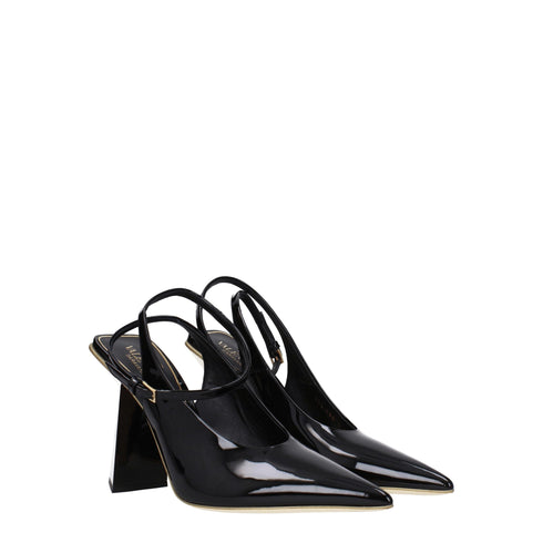 Valentino Garavani Slingback Heeled Sandals in Black Patent Leather - Pointed Toe High Heels for Women