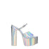 Valentino Garavani Gray Patent Leather Platform Sandals – Women’s Metallic High Heels