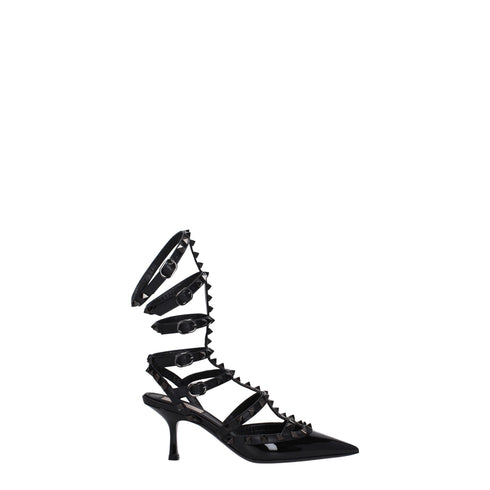 Valentino Garavani Rockstud Gladiator Patent Leather Heeled Sandals Black – Women’s