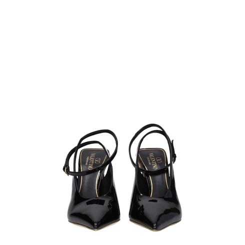 Valentino Garavani Slingback Heeled Sandals in Black Patent Leather - Pointed Toe High Heels for Women