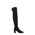 Valentino Garavani Black Stretch Fabric Over-the-Knee Boots with Mid Block Heel – Women’s