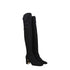 Valentino Garavani Black Stretch Fabric Over-the-Knee Boots with Mid Block Heel – Women’s