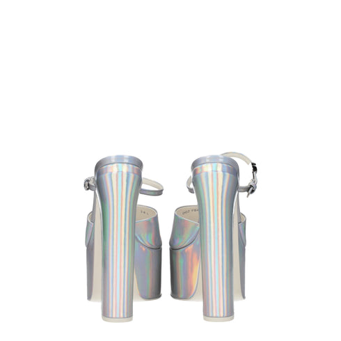 Valentino Garavani Gray Patent Leather Platform Sandals – Women’s Metallic High Heels