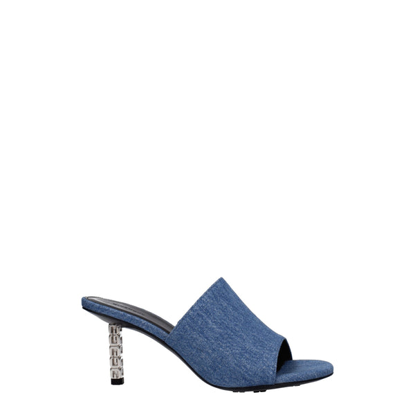 Givenchy Women’s Blue Denim Fabric Open-Toe Sandals – Mid-Heels Slip-On