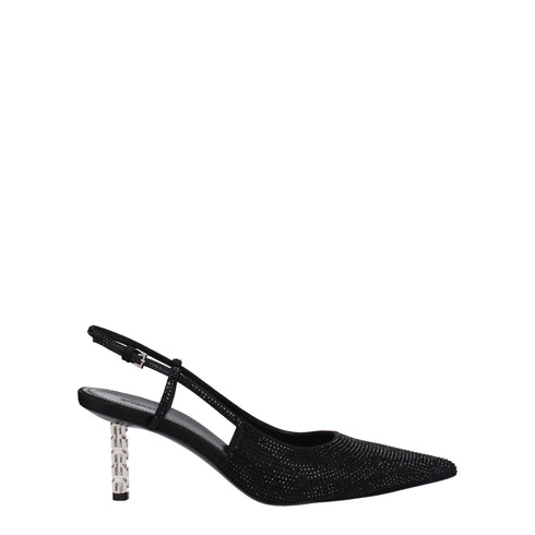 Givenchy Black Fabric High Heel Slingback Pumps with Rhinestone Embellishments - Women’s