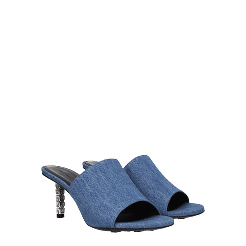 Givenchy Women’s Blue Denim Fabric Open-Toe Sandals – Mid-Heels Slip-On