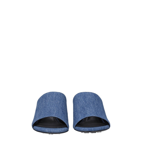 Givenchy Women’s Blue Denim Fabric Open-Toe Sandals – Mid-Heels Slip-On