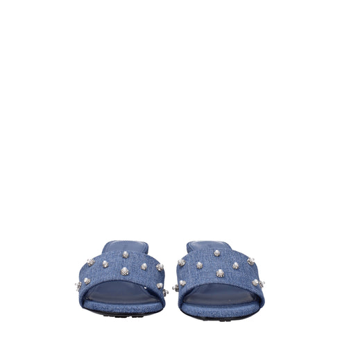 Givenchy Women's Blue Denim Beaded Mid Heels Fabric Sandals