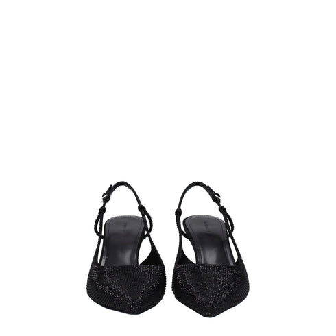 Givenchy Black Fabric High Heel Slingback Pumps with Rhinestone Embellishments - Women’s