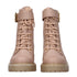 Balmain Nude Pink Leather Ankle Combat Boots with Gold Logo Buckle - Women’s
