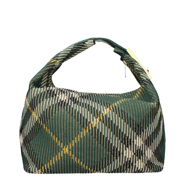 Burberry Medium Handbag – Green Check Fabric Top Handle Bag for Women
