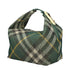 Burberry Medium Handbag – Green Check Fabric Top Handle Bag for Women