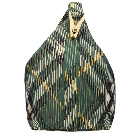 Burberry Medium Handbag – Green Check Fabric Top Handle Bag for Women