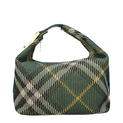 Burberry Medium Handbag – Green Check Fabric Top Handle Bag for Women